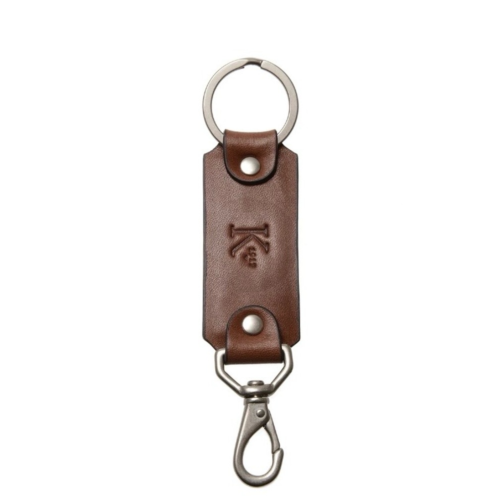 “Preston” Leather Keychain with Silver Hardware…Color: Espresso…New